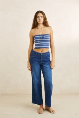 Rhythm Womens Vista Stripe Strapless Knit Top