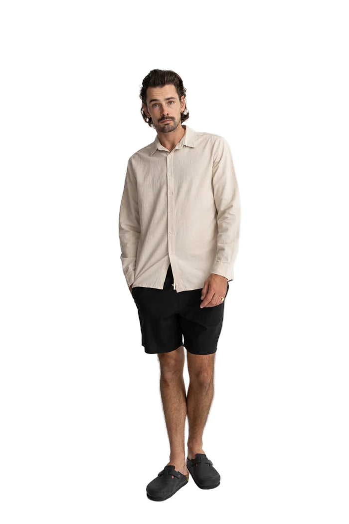 Rhythm Mens Classic Linen Long Sleeve Shirt