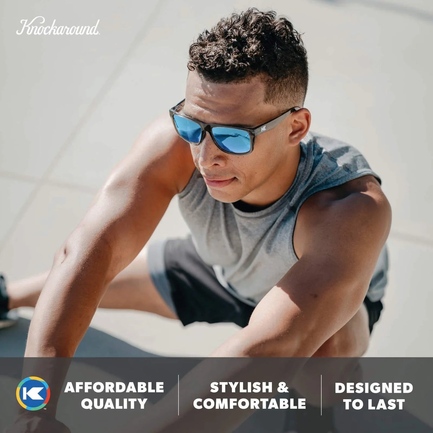 Knockaround Torrey Pines Sport Sunglasses Clear Grey / Aqua