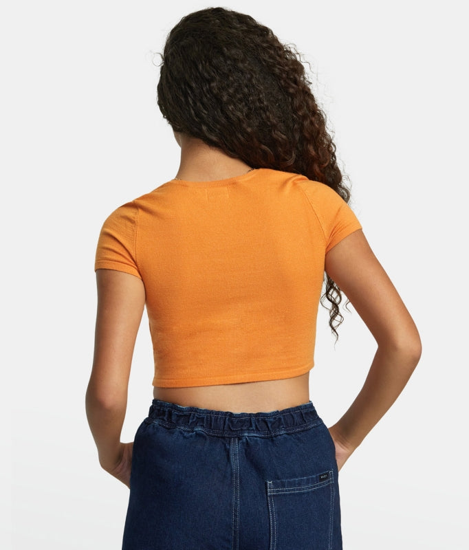 RVCA Decades JUNIORS Pullover - TANGERINE: SMALL
