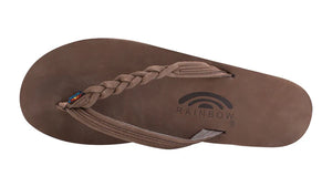 Rainbow Sandals Womens Flirty Braidy Single Layer Premier Leather 1/2" Narrow Strap with Braid Sandals