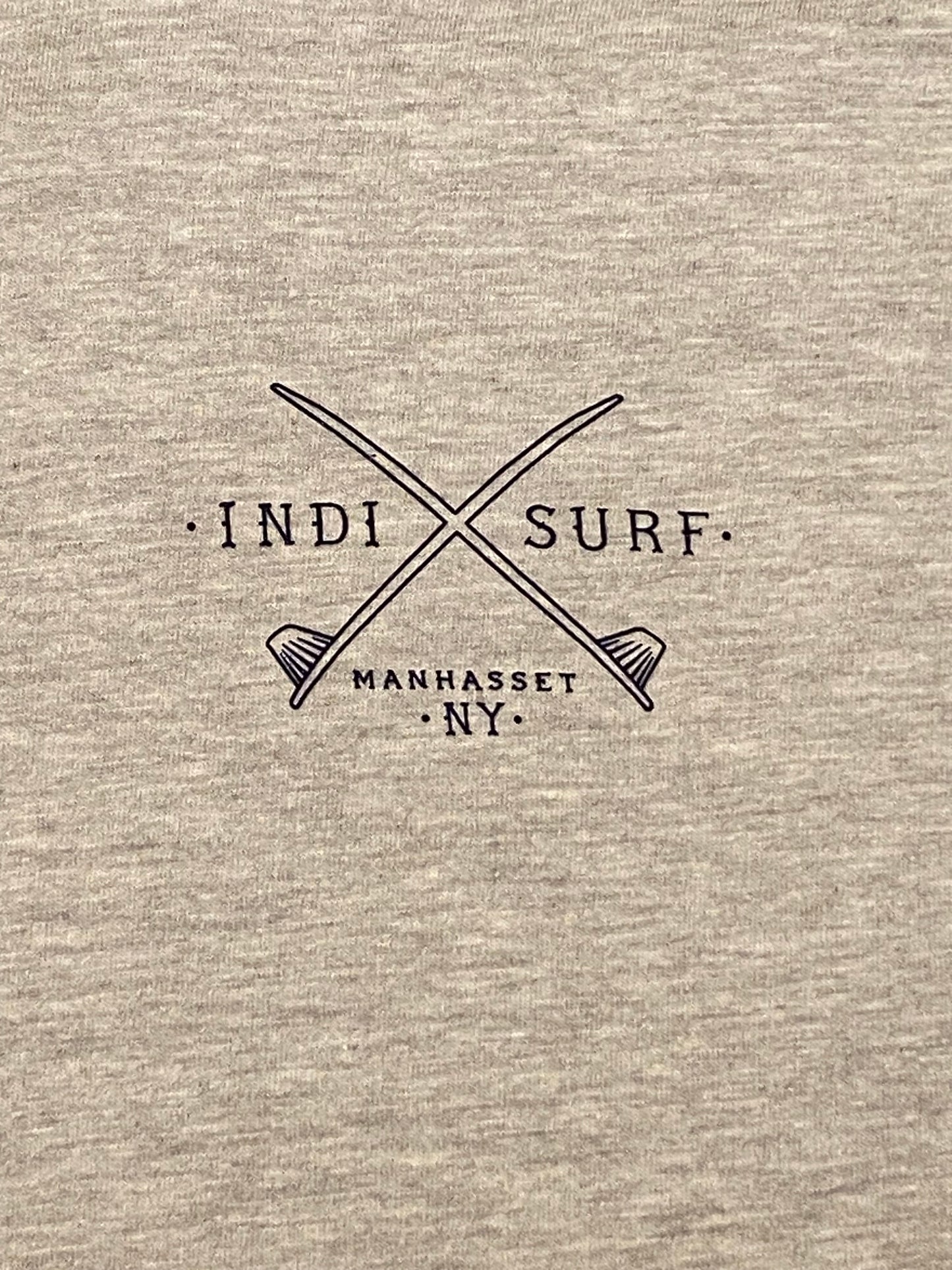Indi Surf Men's Pull Over Hoodie Grey/Navy Blue Logo
