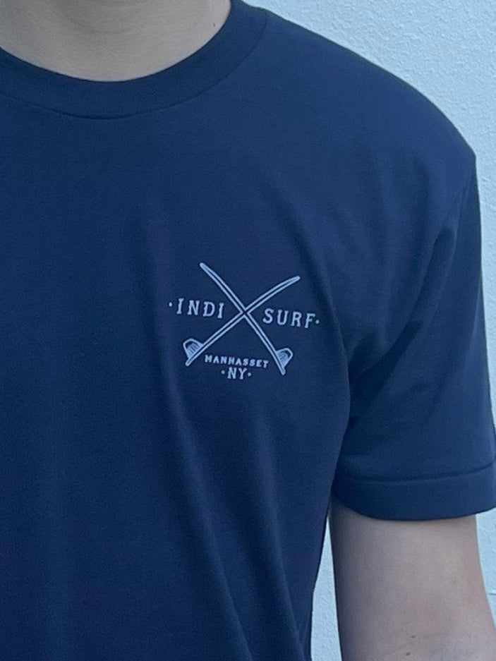 Indi Surf Men's Short Sleeve T-Shirt Navy/White Logo