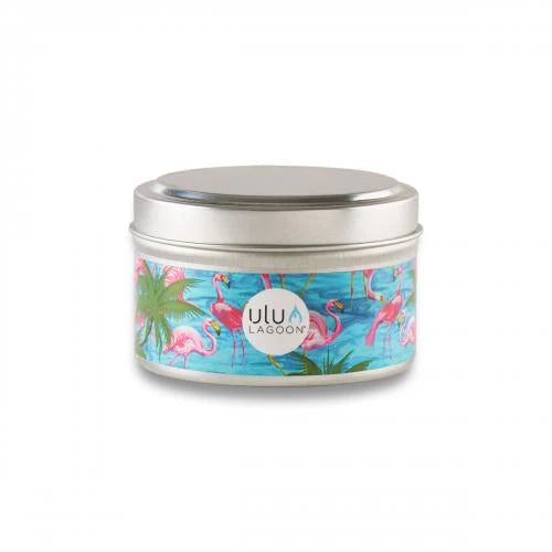 Ulu Lagoon 6 oz Tin Candle Flamingos