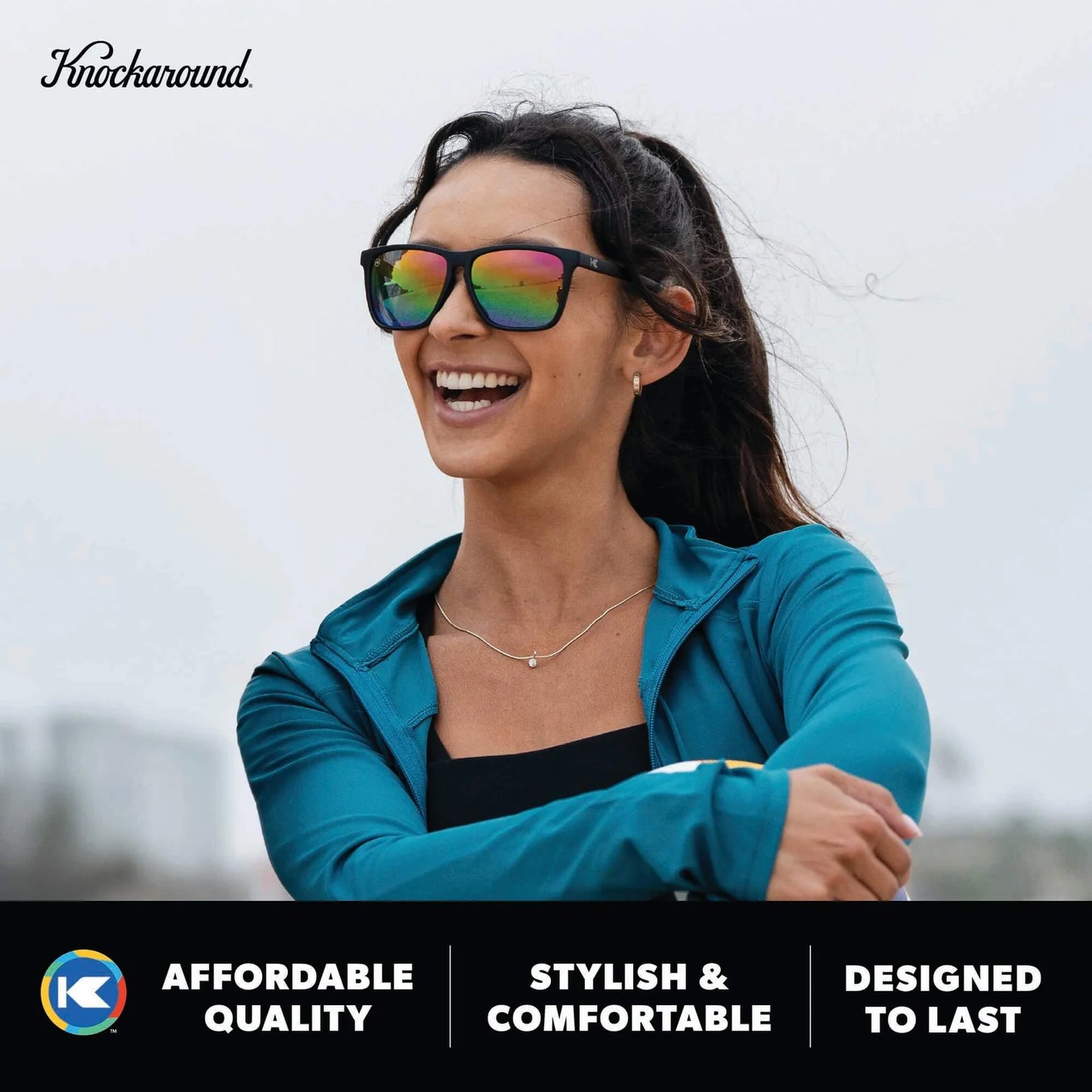 Knockaround Fast Lanes Sport Sunglasses Rainbow / Black