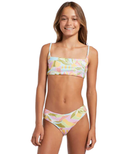 Billabong Girl's Tropic Crush Reversible Square Crop 2 Piece Bikini Set