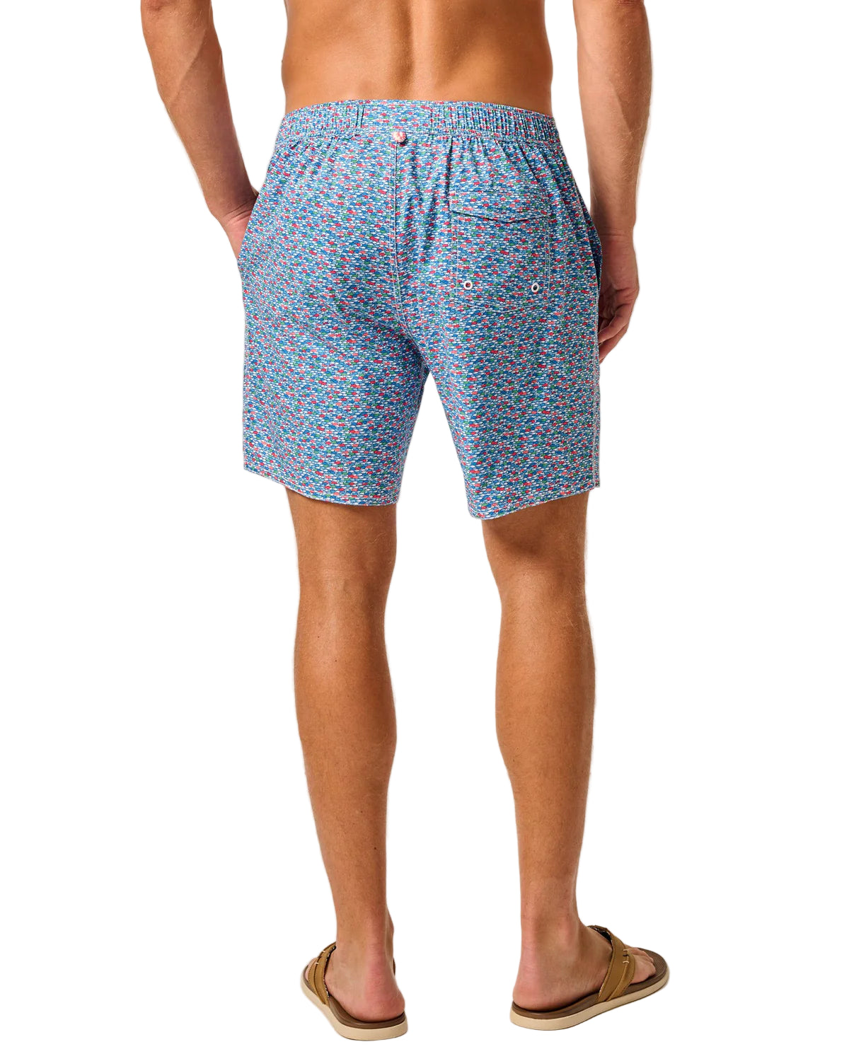 johnnie-O Mens Red Fin Blue Fin Half Elastic 7" Surf Shorts