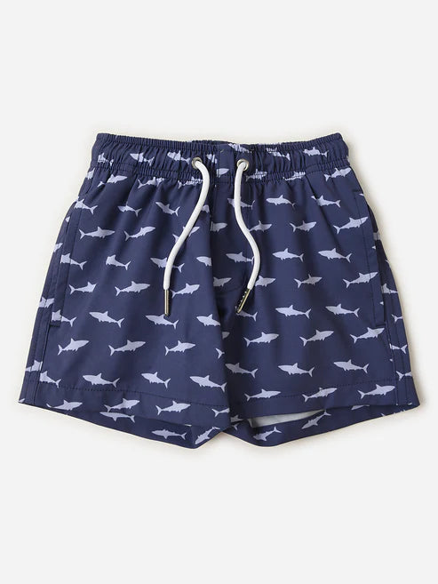 Bermies Boys Shark Attack Swim Trunks w/Compression Liner