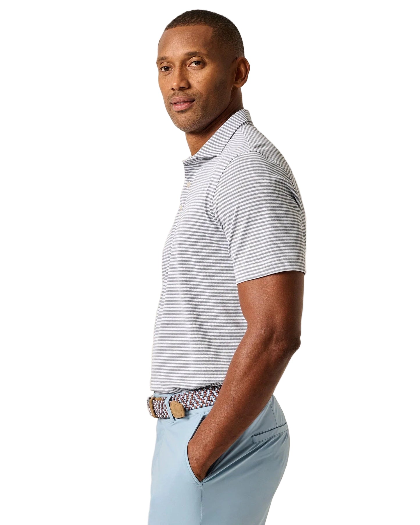 johnnie-O Mens Stetsons Stripe Performance Mesh Polo
