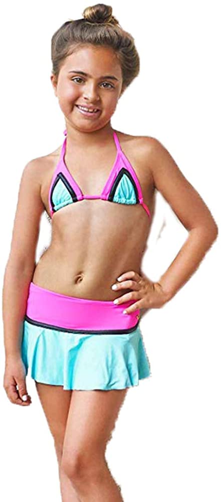Jupe de bikini à imprimé Neo Block pour filles de PilyQ