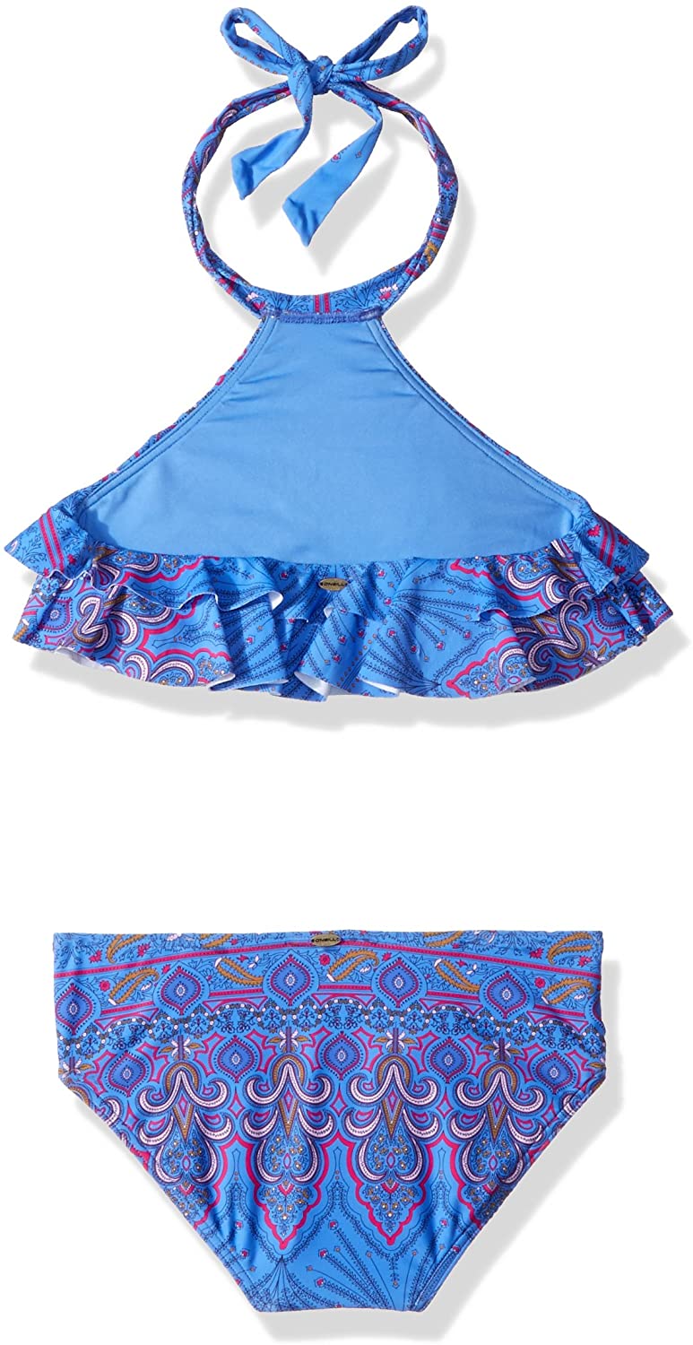 O'NEILL Girls' Big Evie Flounce Hi-Neck Bikini Set - Indi Surf