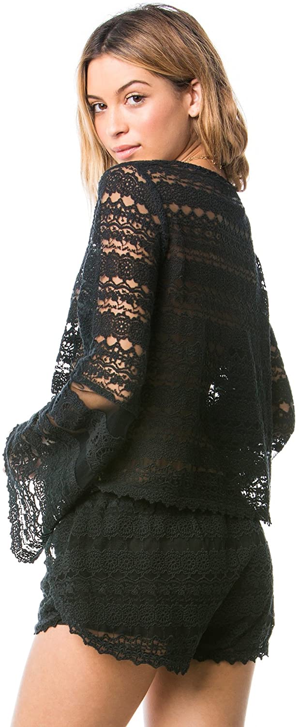 Amuse Society Damen Hideaway Langärmliges Crop-Top aus Strick