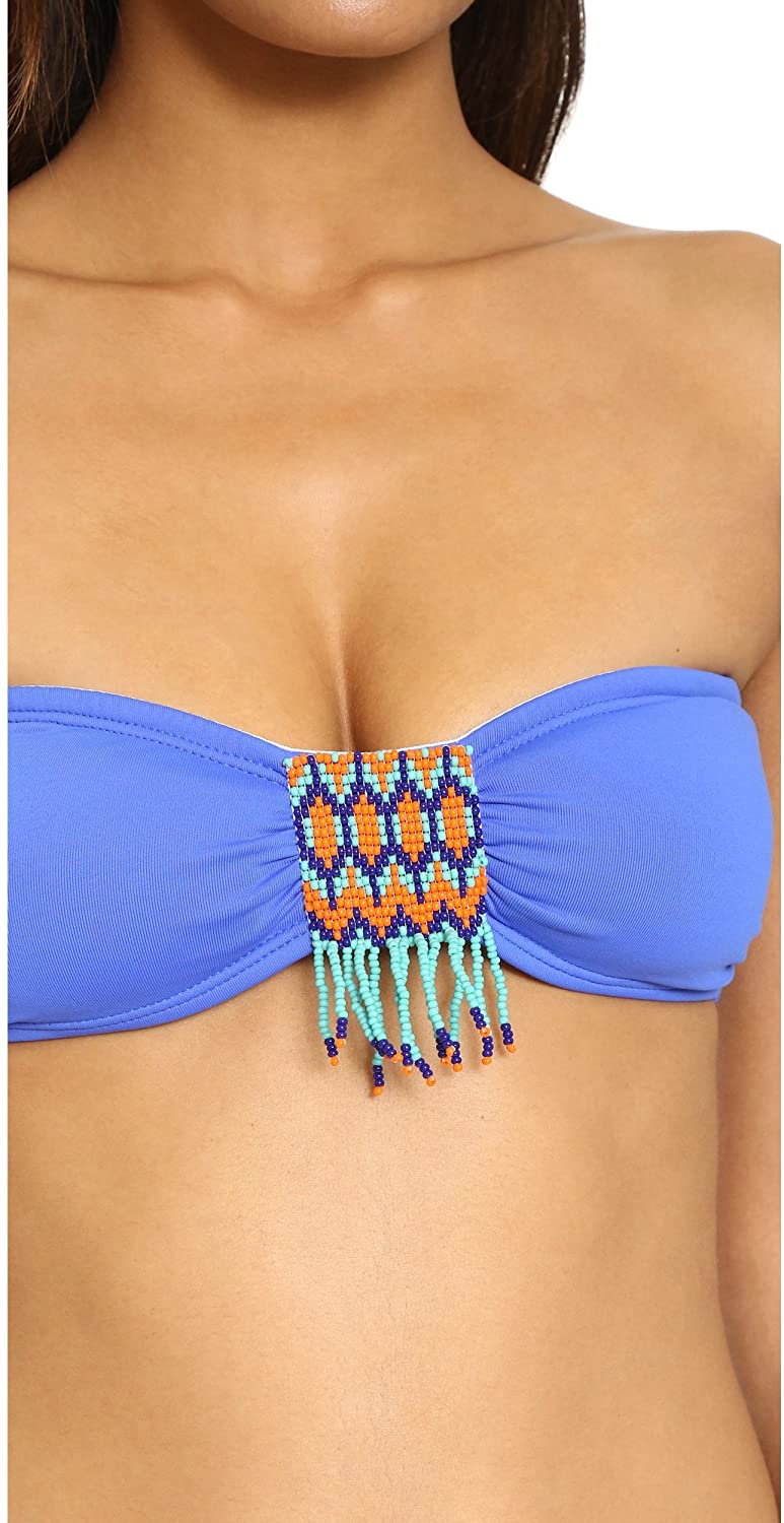 OndadeMar Women's Mirage Bandeau Bikini Top with Hand Embroidered Beading - Indi Surf