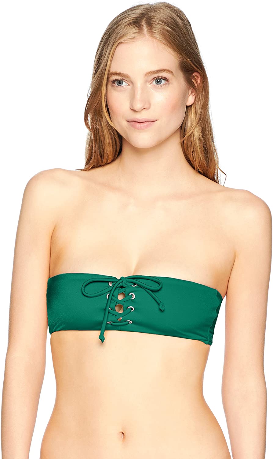 Billabong Women's Sol Searcher Lace Up Bandeau Bikini Top Medium / Dark Lagoon Green Billabong Women's Sol Searcher Lace Up Bandeau Bikini Top Medium / Dark Lagoon Green