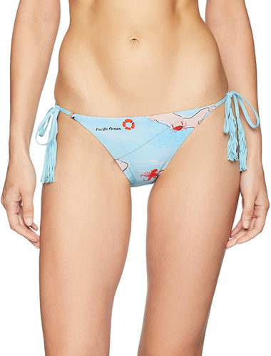 PilyQ Women's Map Print Tie Side Bikini Bottom Full Swimsuit - Indi Surf