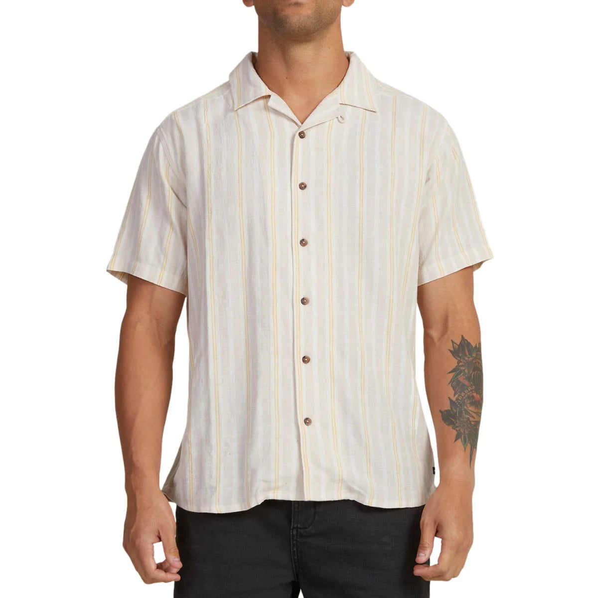 RVCA Herren Beat Stripe Kurzarmhemd