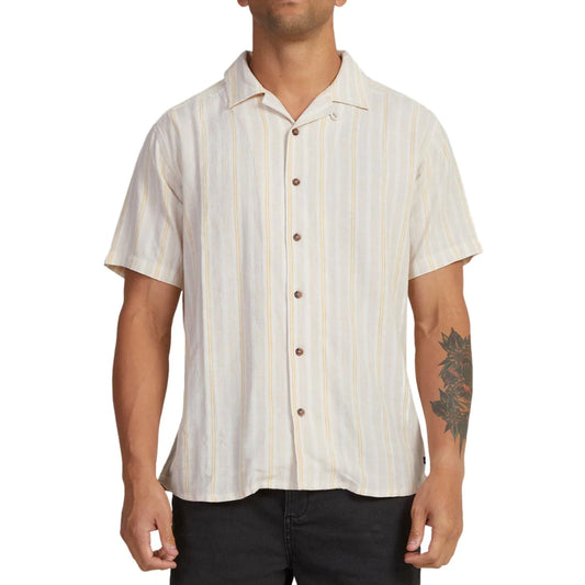 RVCA Mens Beat Stripe Short Sleeve Shirt