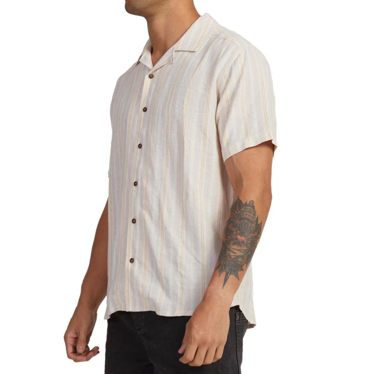 RVCA Herren Beat Stripe Kurzarmhemd