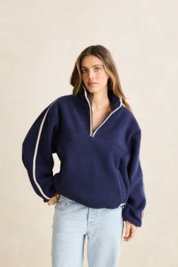 Rhythm Womens Camp Half Zip Sherpa Pullover Fleece