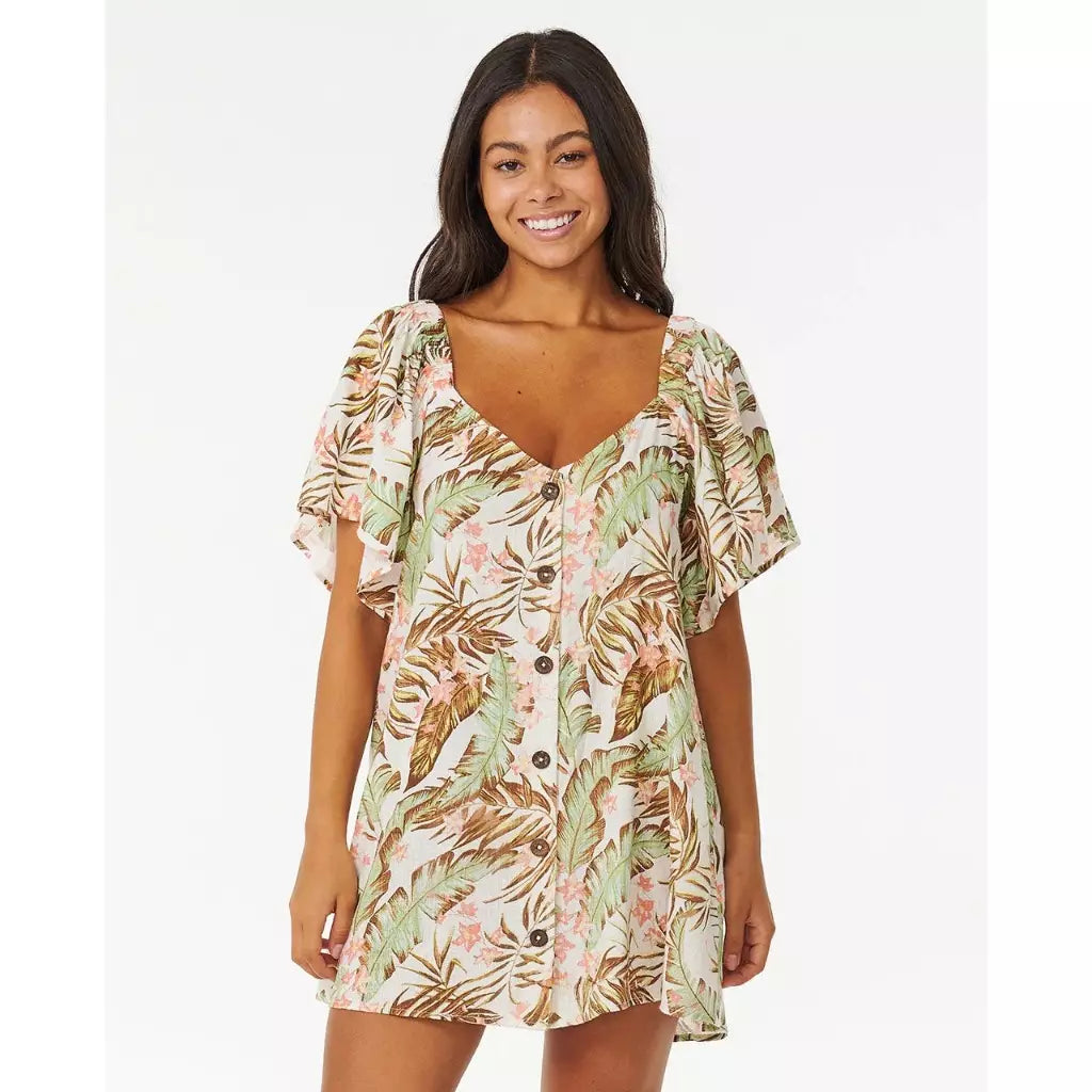 Robe courte boutonnée à fleurs La Quinta de Rip Curl pour femme