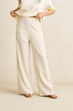 Rhythm Womens Linen Whip Stitch Wide Leg Pant