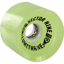 Load image into Gallery viewer, Sector 9 Lumithane 67mm 78a Glow In The Dark Longboard Wheels