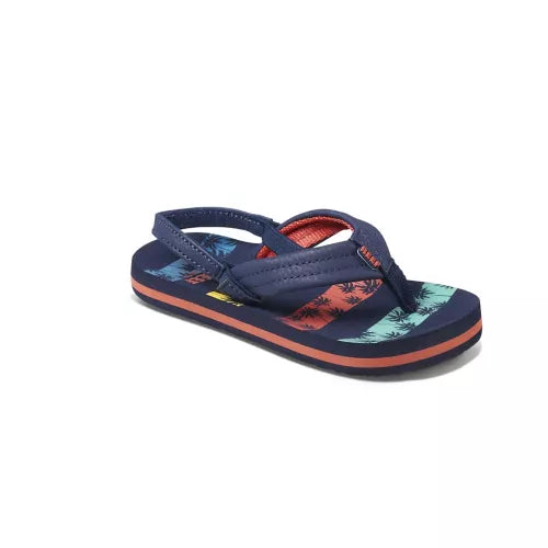 Reef Kids Little Ahi Navy Palms Stripe Flip Flop Sandals