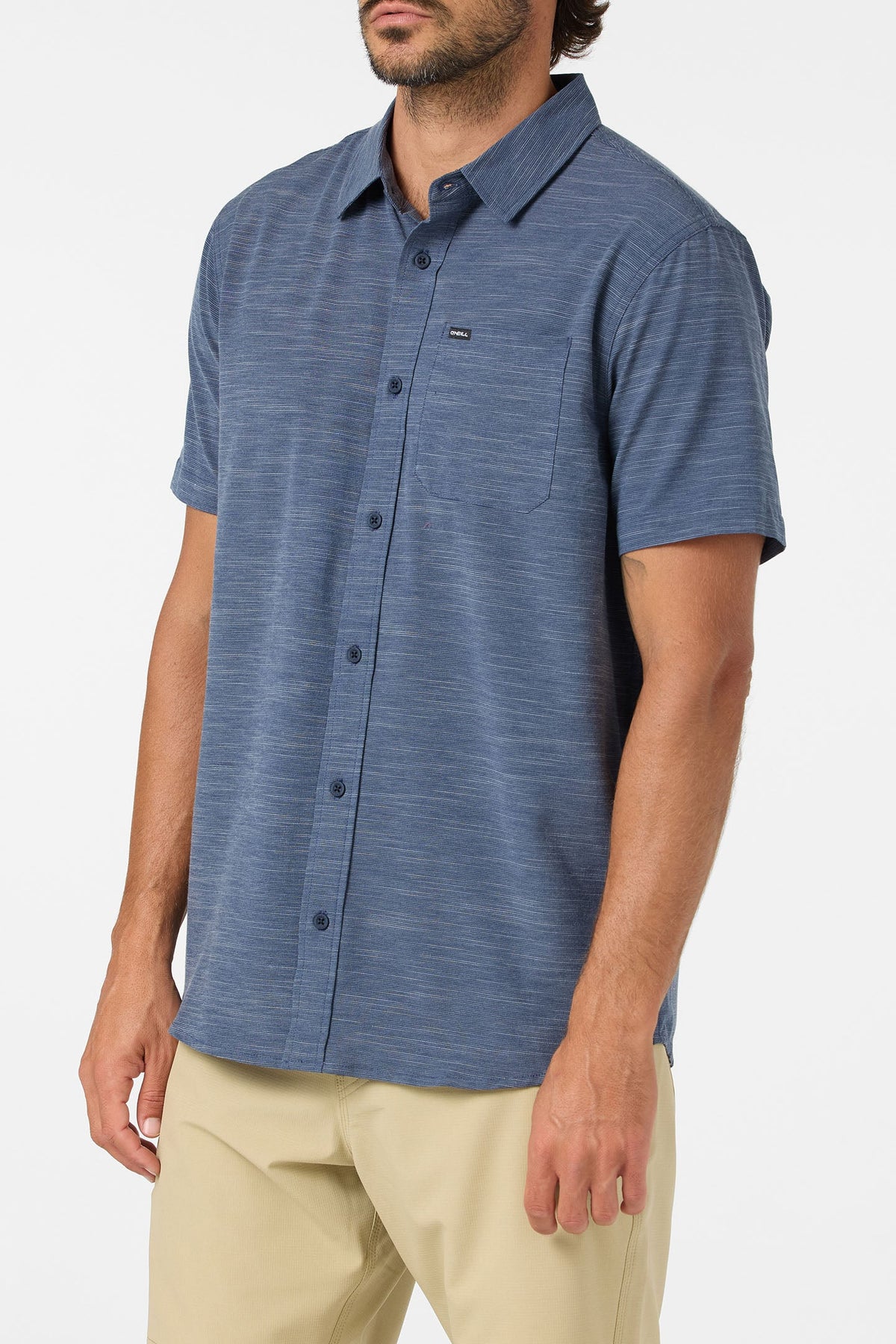 O'Neill Mens Slub Solid Standard Fit Short Sleeve Shirt