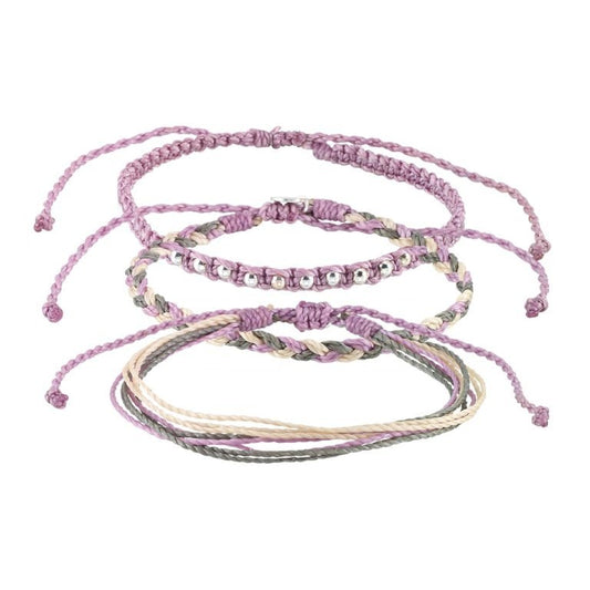 Silver Beads with Loose & Braided Wax Cord Bracelet