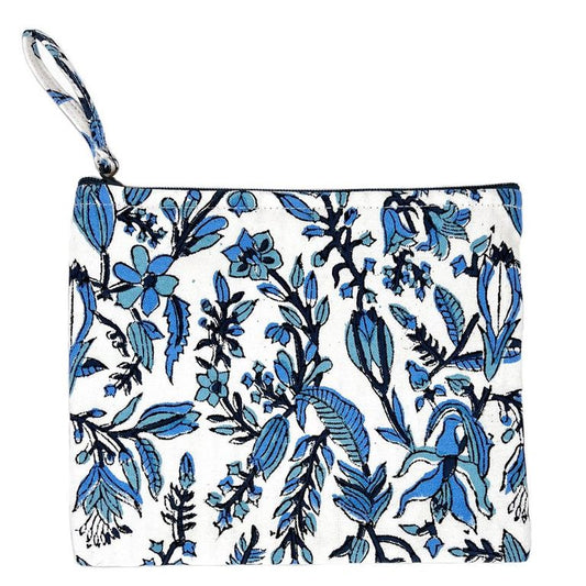 Pochette zippée en toile imprimée en bloc Anju