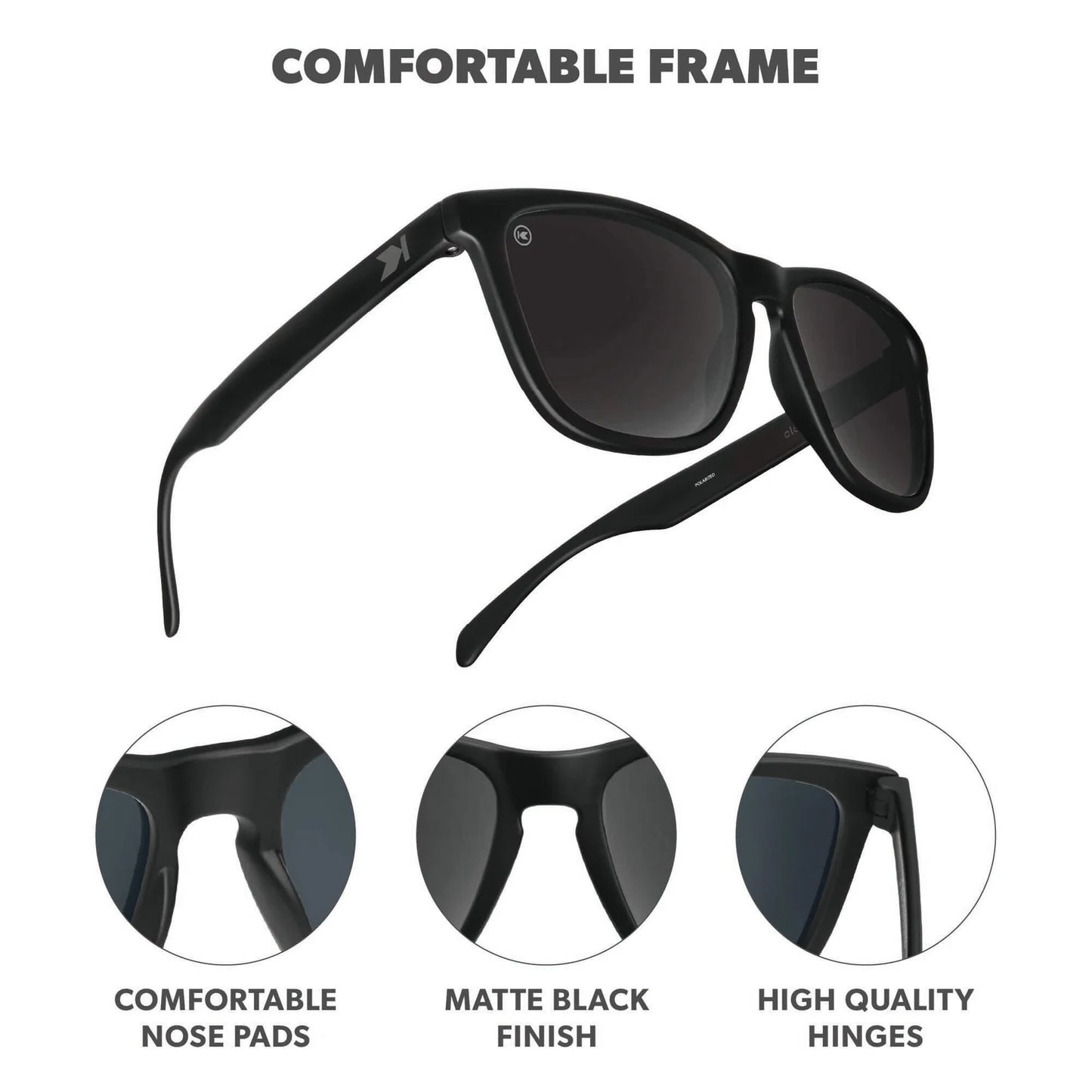 Knockaround Classics Sunglasses Black on Black / Smoke Lens