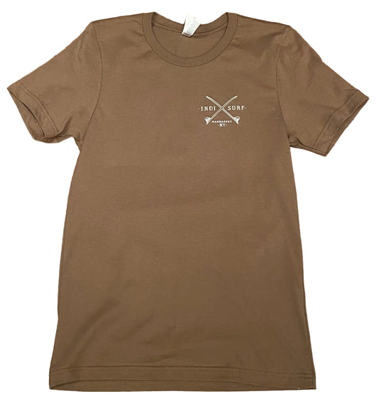 Indi Surf Men's Short Sleeve T-Shirt Vintage Brown/White Logo