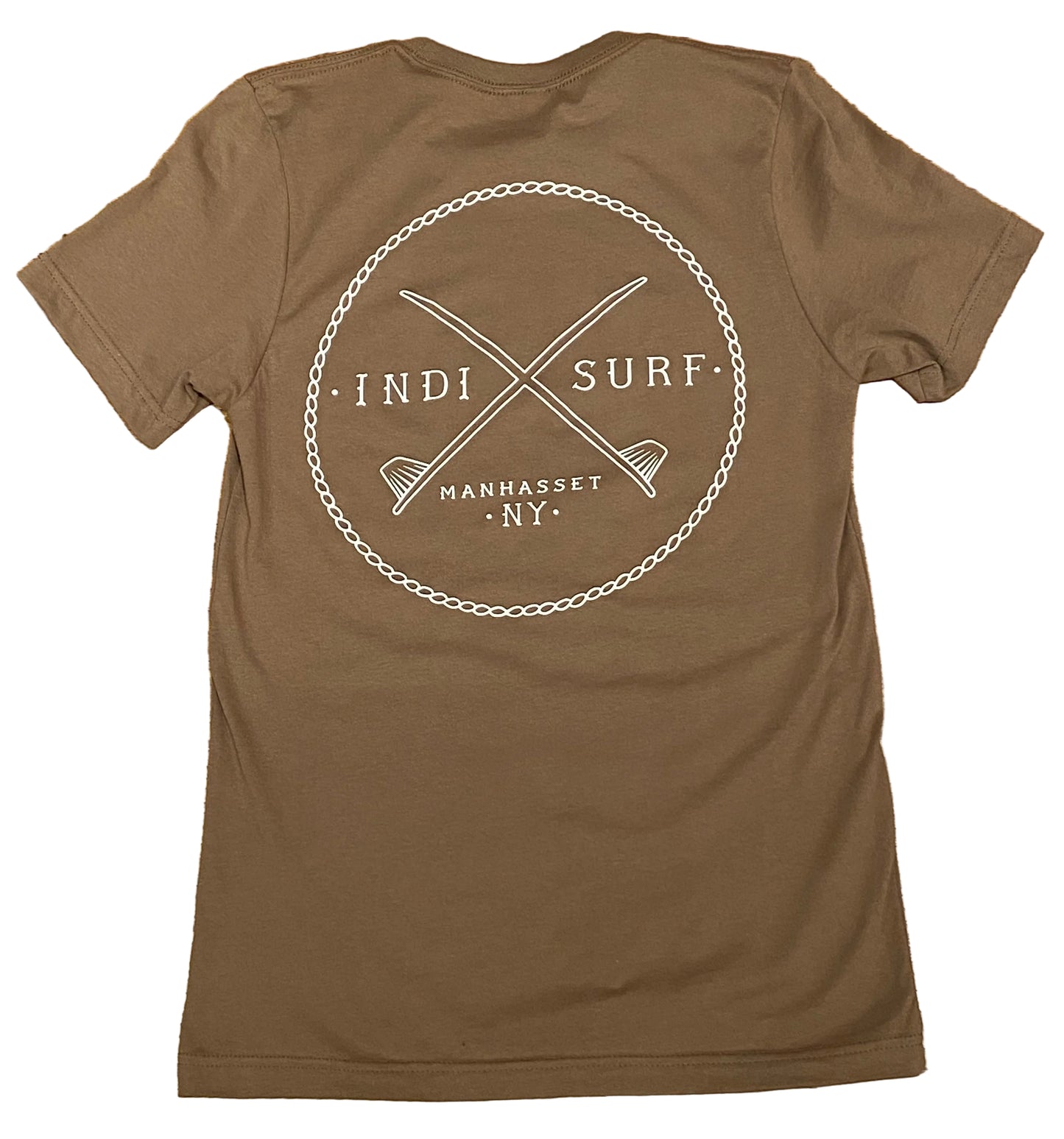 Indi Surf Men's Short Sleeve T-Shirt Vintage Brown/White Logo