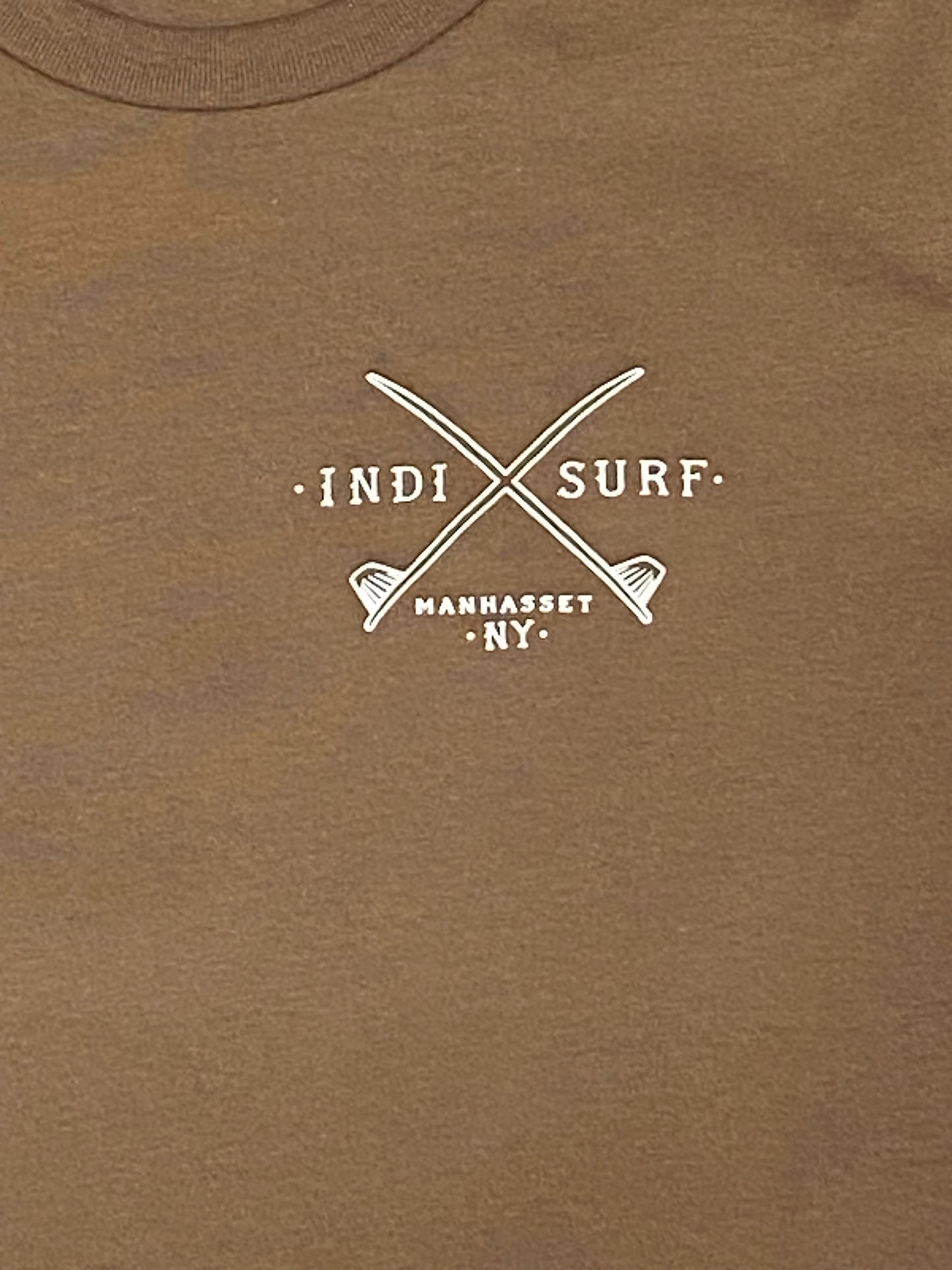 Indi Surf Men's Short Sleeve T-Shirt Vintage Brown/White Logo