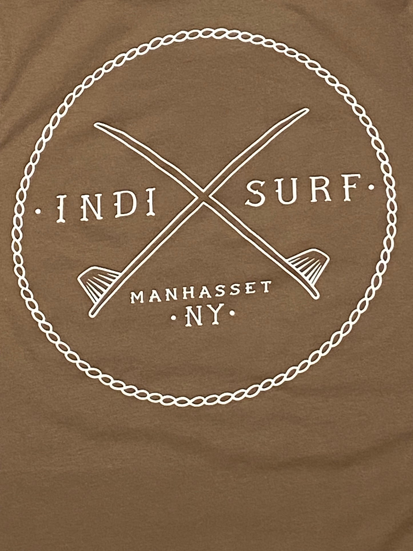 Indi Surf Men's Short Sleeve T-Shirt Vintage Brown/White Logo
