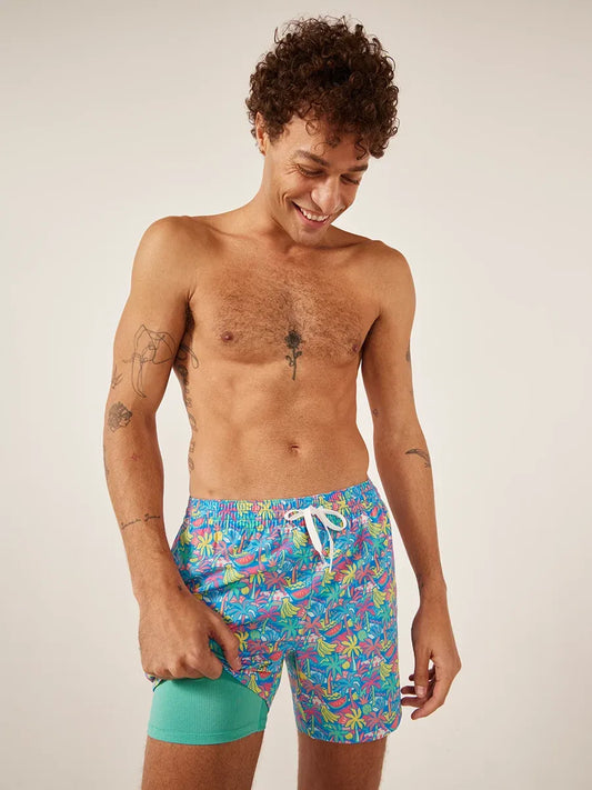 Chubbies Herren-Badehose „The Tropical Bunches“ mit Kompressionsfutter, 14 cm