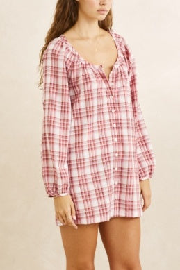 Rhythm Womens Chelsea Check Long Sleeve Dress