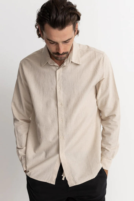 Rhythm Mens Classic Linen Long Sleeve Shirt