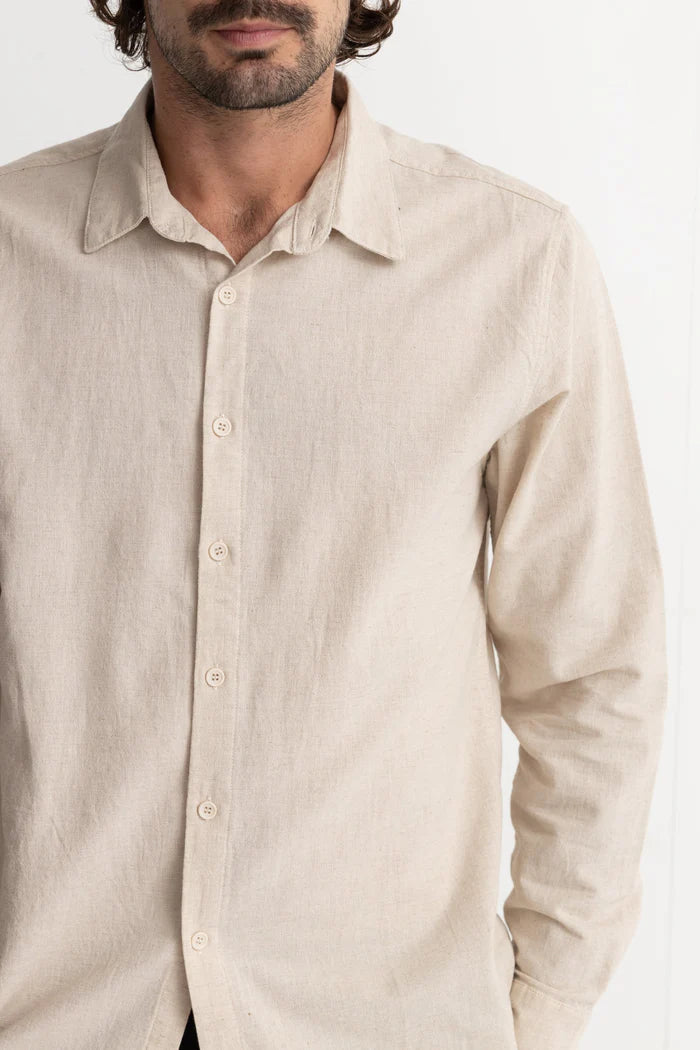 Rhythm Mens Classic Linen Long Sleeve Shirt