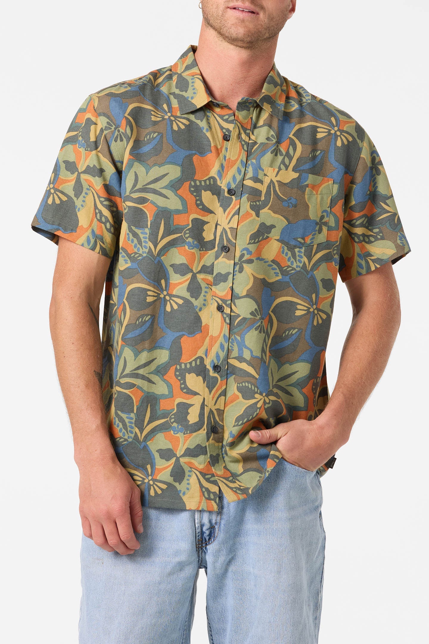 O'Neill Mens OG Print Standard Short Sleeve Woven Shirt