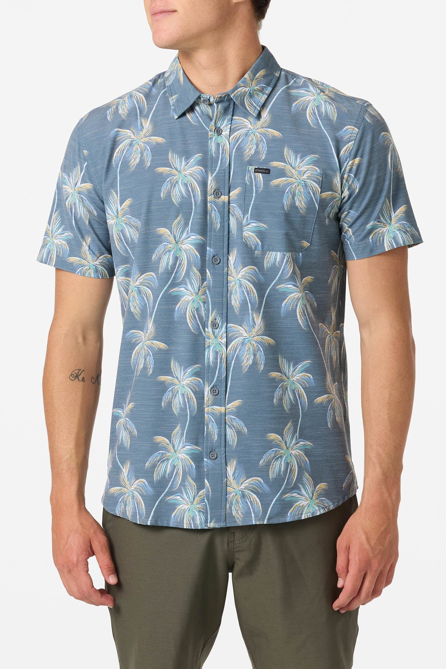 O'Neill Mens Traveler UPF Traverse Slub Short Sleeve Standard Fit Shirt