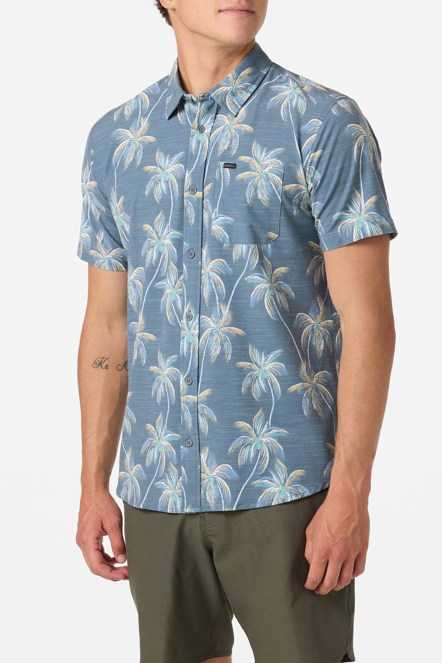 O'Neill Mens Traveler UPF Traverse Slub Short Sleeve Standard Fit Shirt