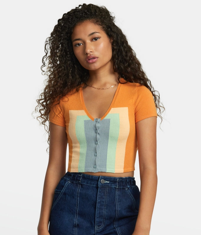 RVCA Decades JUNIORS Pullover - TANGERINE: SMALL
