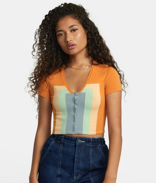 RVCA Decades JUNIORS Pullover - TANGERINE: SMALL