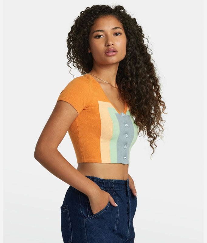 RVCA Decades JUNIORS Pullover - TANGERINE: SMALL