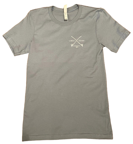 Indi Surf Men's Short Sleeve T-Shirt Denim/White Logo