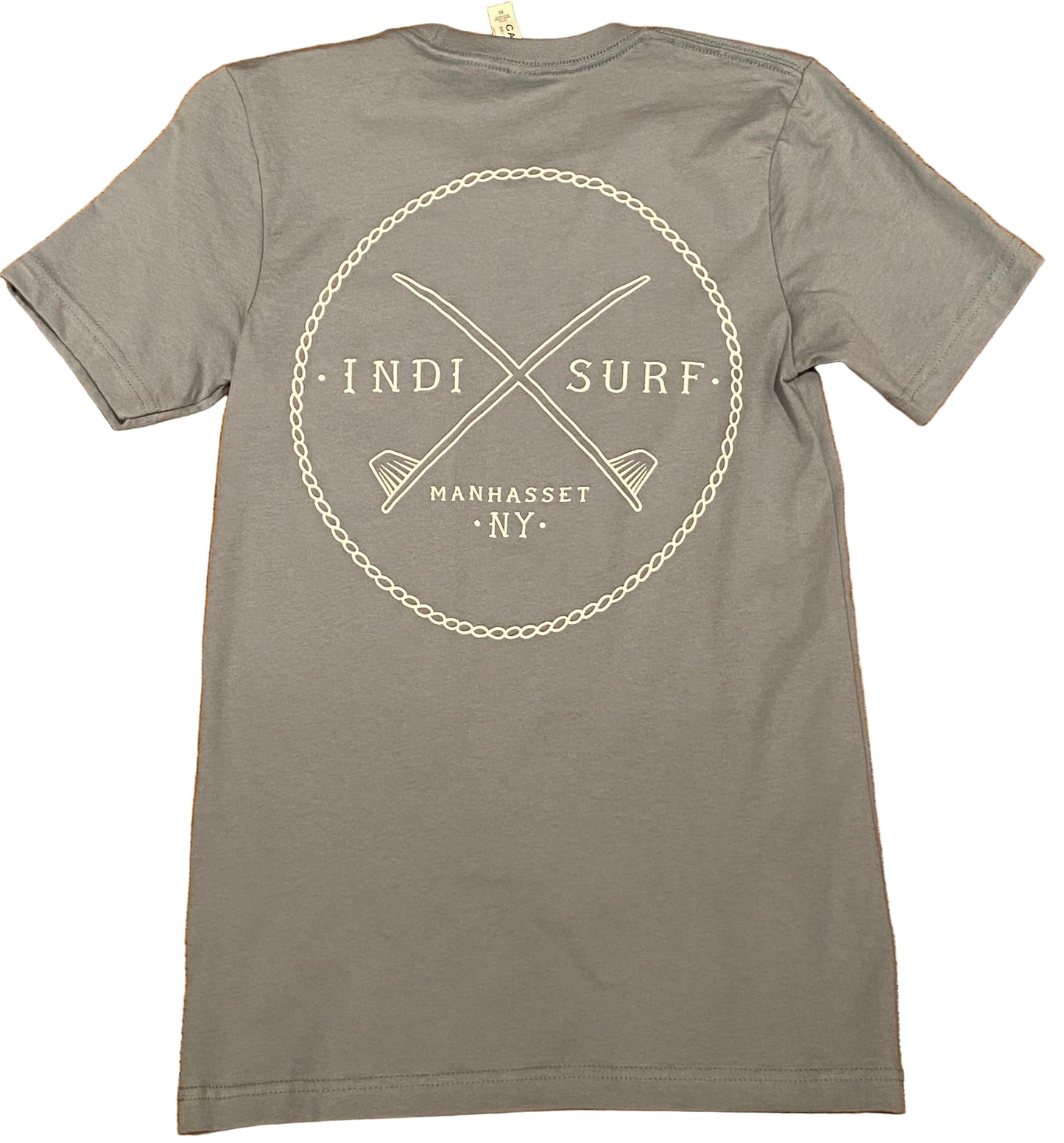 Indi Surf Men's Short Sleeve T-Shirt Denim/White Logo