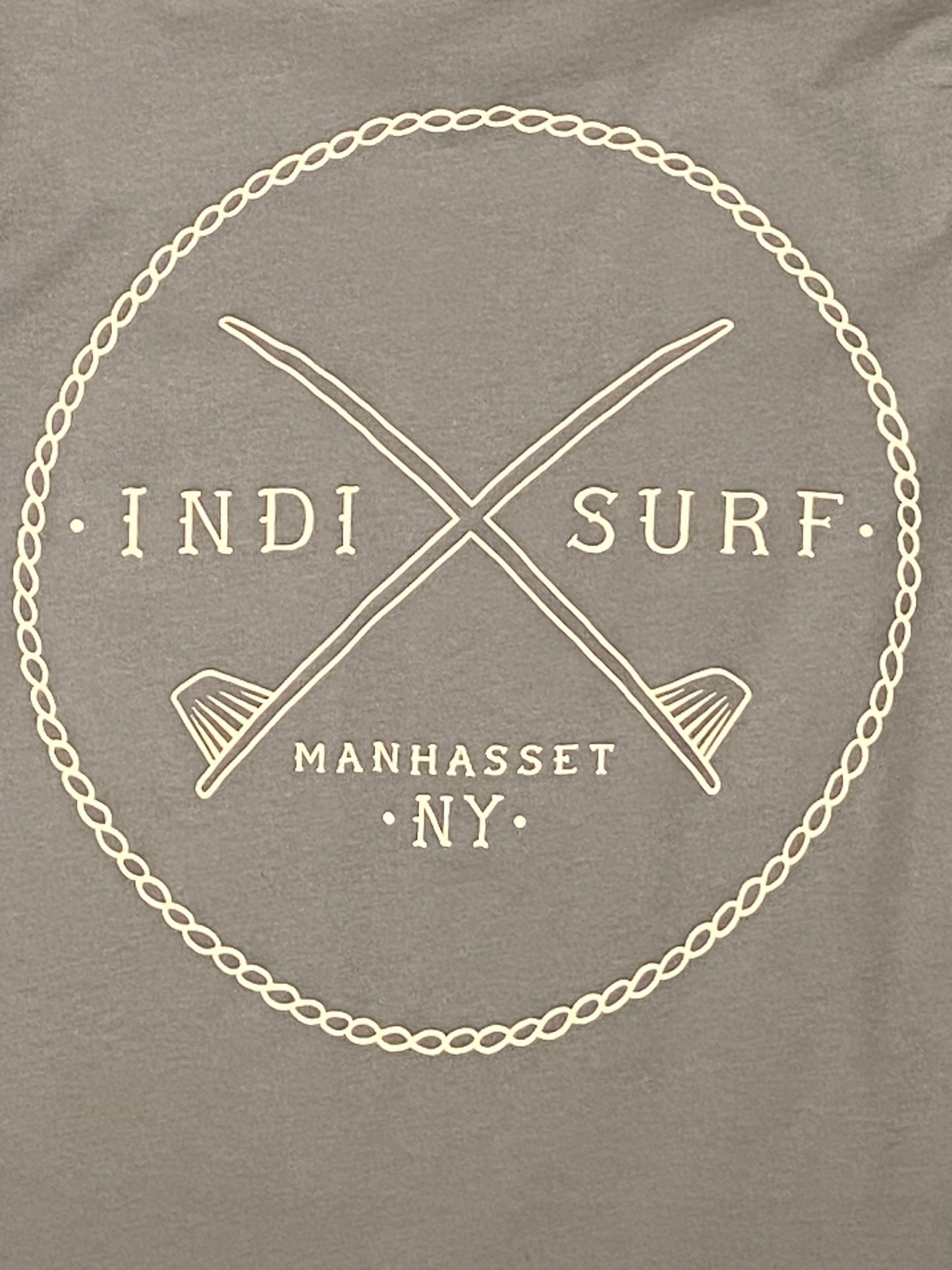 Indi Surf Men's Short Sleeve T-Shirt Denim/White Logo