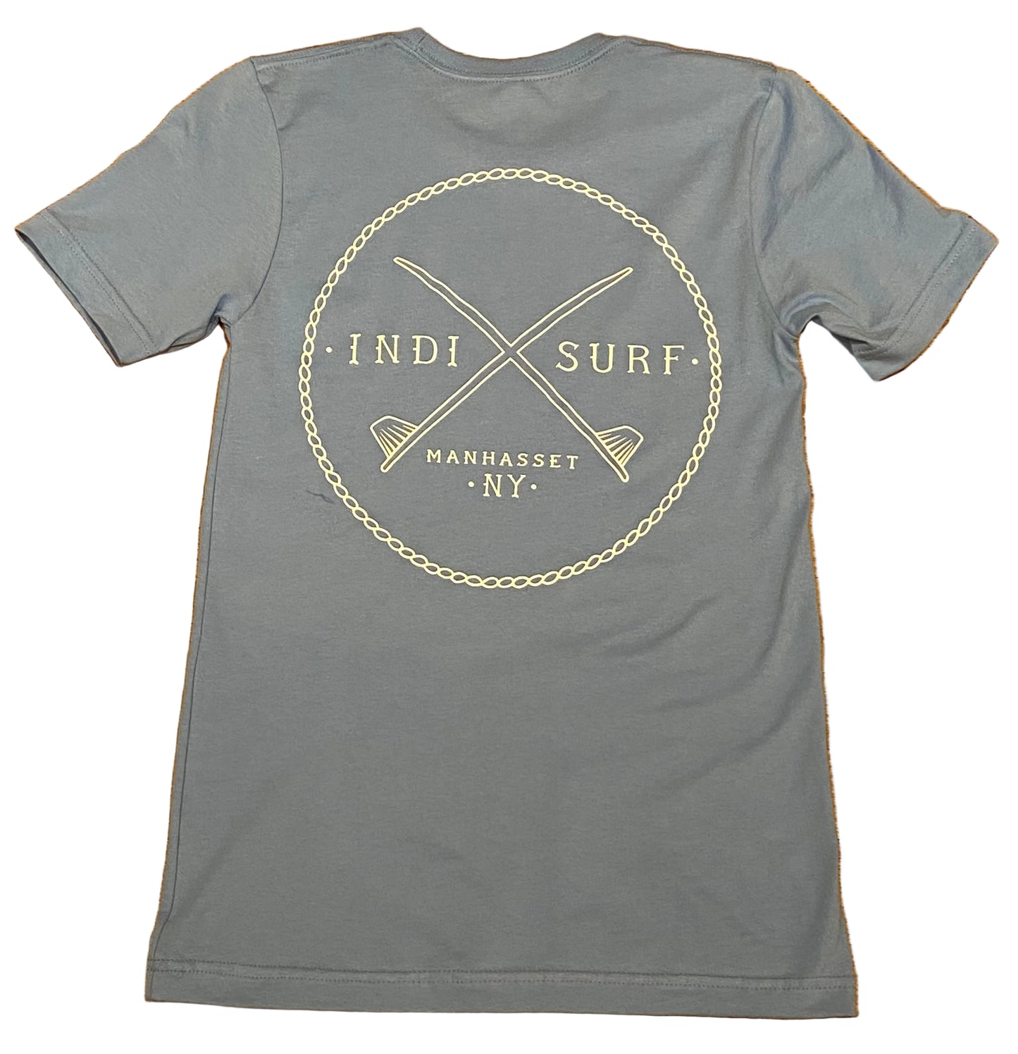 Indi Surf Men's Short Sleeve T-Shirt Carolina Blue/White Logo