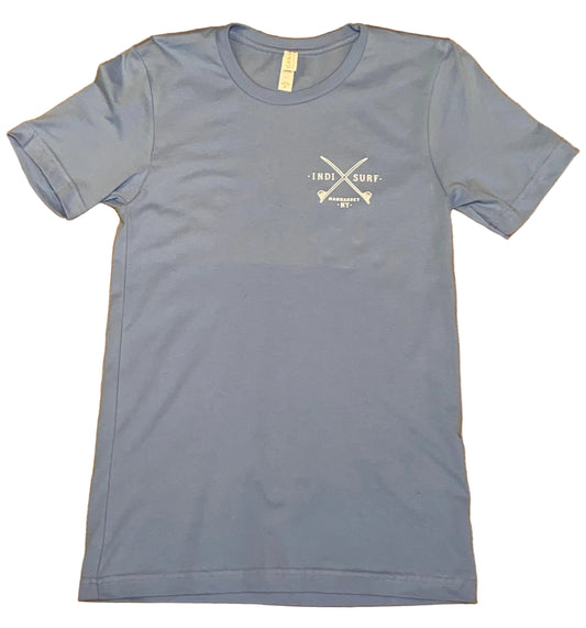 Indi Surf Men's Short Sleeve T-Shirt Carolina Blue/White Logo